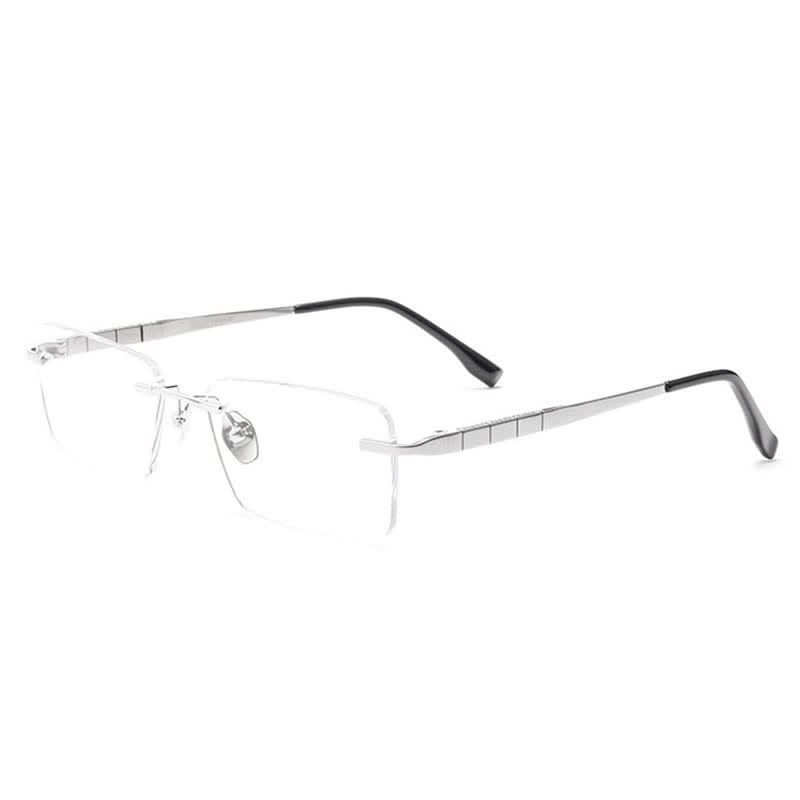Spykay™ EG26903 Retro Simple Rectangle Frame Anti-blue Light Hipster Rimless Glasses - Silver - image 1