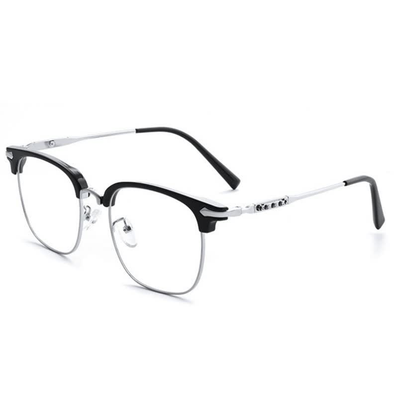 Spykay™ EG26897 Classic Square Frame Anti-blue Light Browline Glasses - Black/Silver - image 1