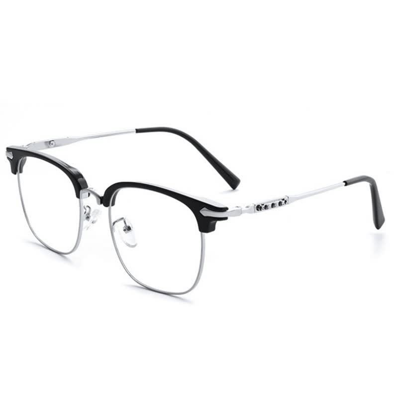 Spykay™ EG26897 Classic Square Frame Anti-blue Light Browline Glasses - Black/Silver - image 1