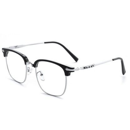 Spykay™ EG26897 Classic Square Frame Anti-blue Light Browline Glasses - Black/Silver - image 1