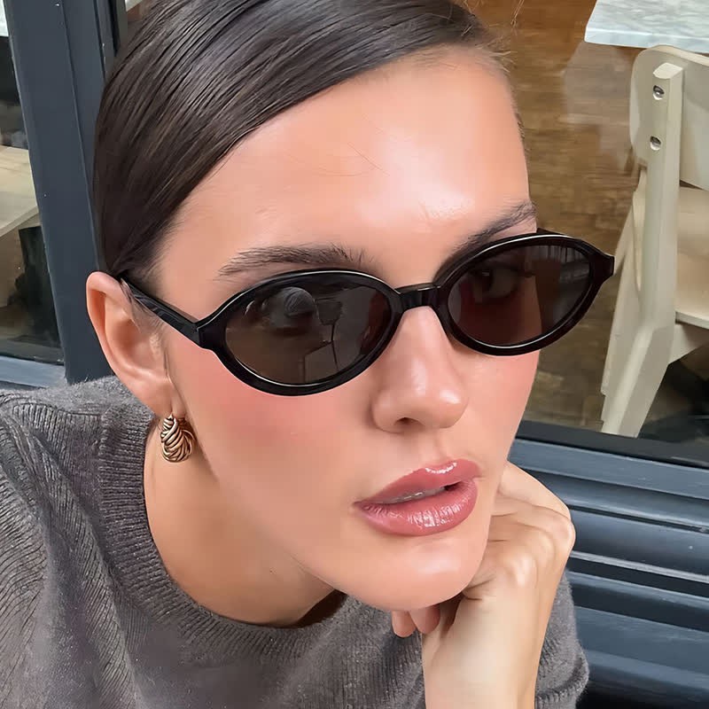 Spykay™ SG60927 Small Oval Frame Fashion Classic Sunglasses - Black - image 1