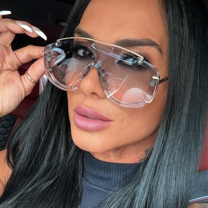 Spykay™ SG60885 One-piece Oversized Aviator Sunglasses - Blue/Pink - image 18