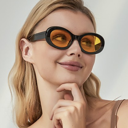 Spykay™ SG60845 Fashion Classic Oval Frame Sunglasses - Black/Yellow - image 8