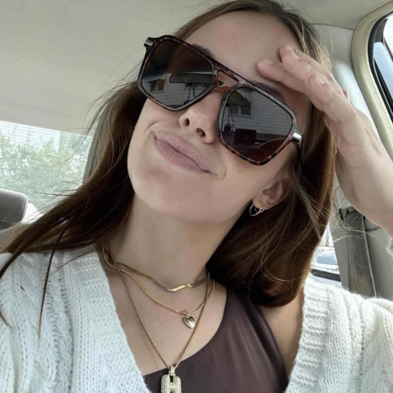 Spykay™ SG61014 Square Frame Double Bridges Classic Sunglasses - Leopard - image 3