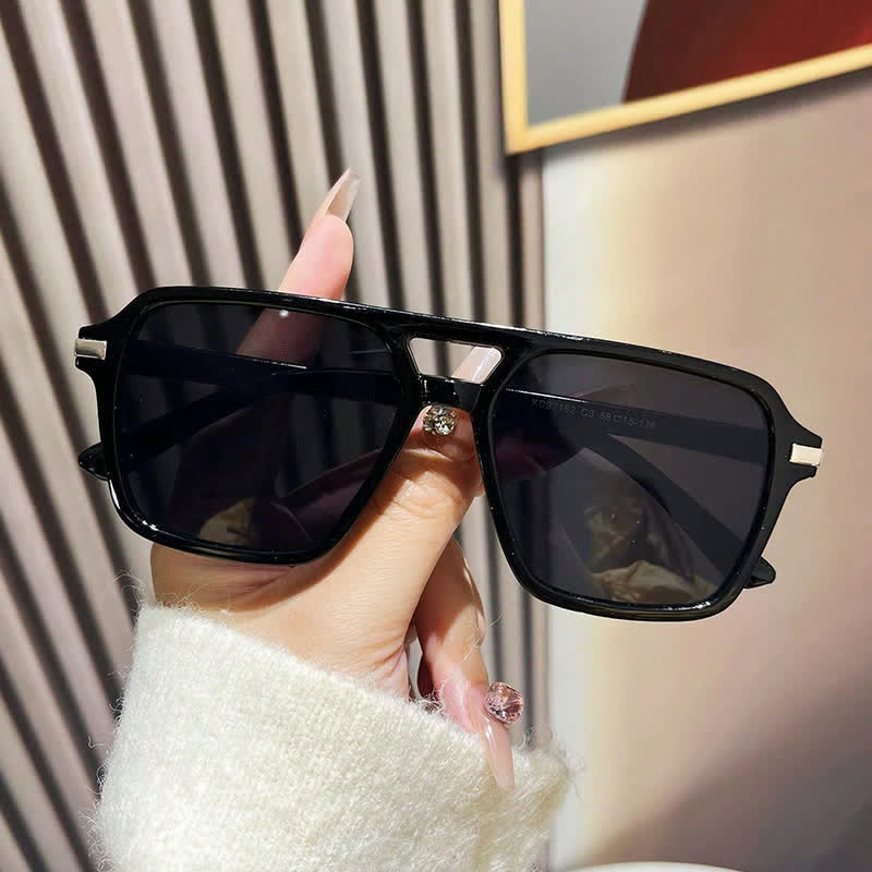 Spykay™ SG61014 Square Frame Double Bridges Classic Sunglasses - Black - image 9