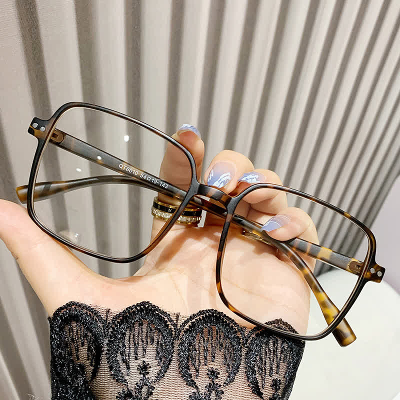 Spykay™ EG26910 Simple Classic Oversized Square Frame Anti-blue Light Glasses - Tortoise Shell - image 1