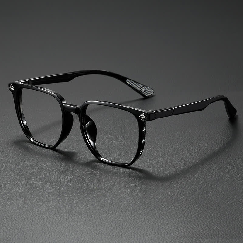 Spykay™ EG26911 Retro Classic Square Frame Anti-blue Light Chrome Hearts Glasses - Glossy Black - image 2