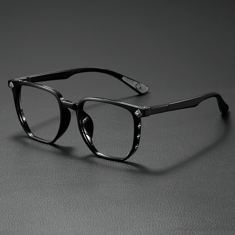 Spykay™ EG26911 Retro Classic Square Frame Anti-blue Light Chrome Hearts Glasses - Glossy Black - image 2