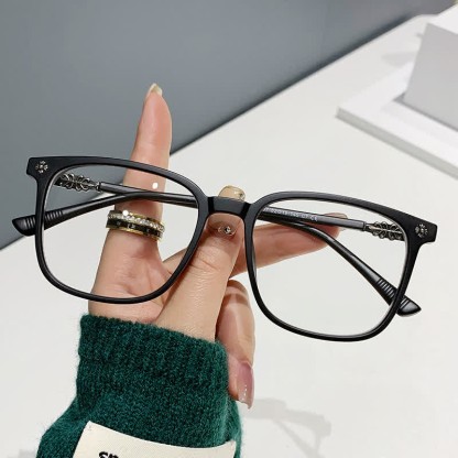 Spykay™ EG26912 Retro Classic Square Frame Anti-blue Light Glasses - Matte Black - image 3