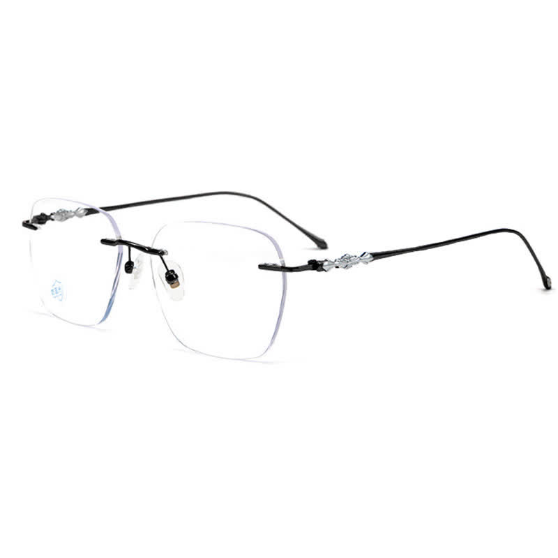 Spykay™ EG26917 Unsiex Retro Chrome Hearts Square Titanium Frame Anti-blue Light Rimless Glasses - Black - image 5