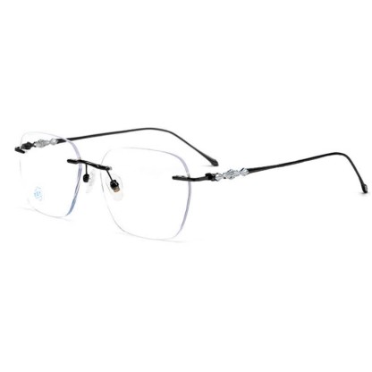 Spykay™ EG26917 Unsiex Retro Chrome Hearts Square Titanium Frame Anti-blue Light Rimless Glasses - Black - image 5