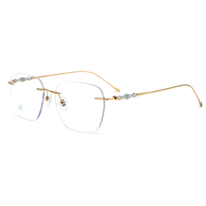 Spykay™ EG26917 Unsiex Retro Chrome Hearts Square Titanium Frame Anti-blue Light Rimless Glasses - Golden - image 1