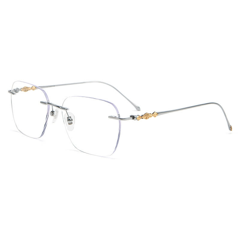 Spykay™ EG26917 Unsiex Retro Chrome Hearts Square Titanium Frame Anti-blue Light Rimless Glasses - Silver - image 3