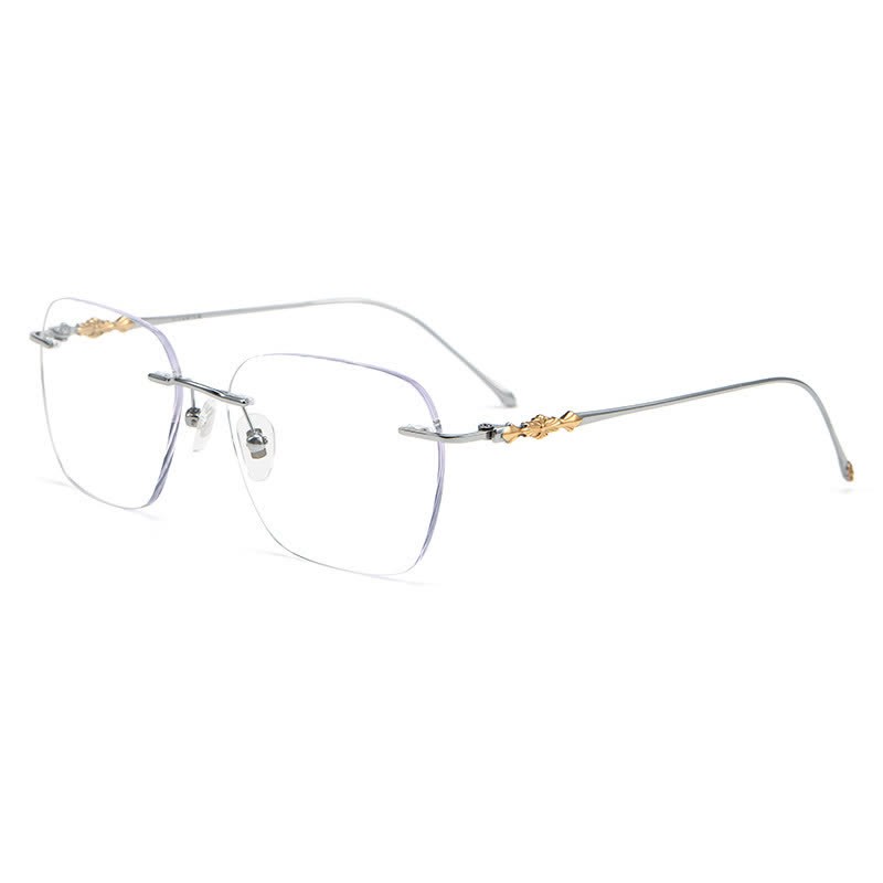 Spykay™ EG26917 Unsiex Retro Chrome Hearts Square Titanium Frame Anti-blue Light Rimless Glasses - Silver - image 3