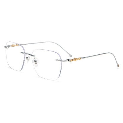 Spykay™ EG26917 Unsiex Retro Chrome Hearts Square Titanium Frame Anti-blue Light Rimless Glasses - Silver - image 3