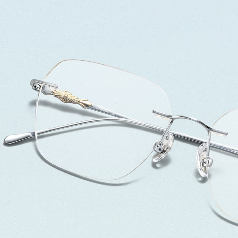 Spykay™ EG26917 Unsiex Retro Chrome Hearts Square Titanium Frame Anti-blue Light Rimless Glasses - image 10