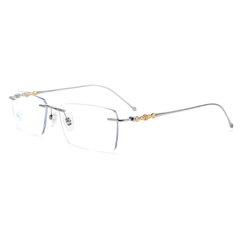 Spykay™ EG26918 Unsiex Retro Rectangle Titanium Frame Anti-blue Light Rimless Glasses - Silver - image 4