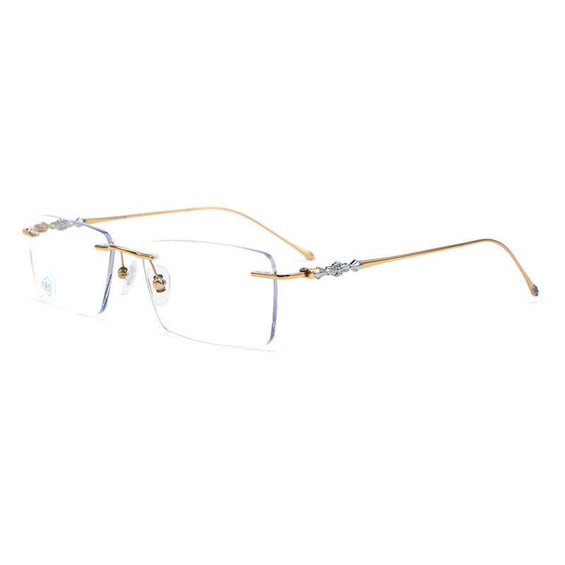Spykay™ EG26918 Unsiex Retro Rectangle Titanium Frame Anti-blue Light Rimless Glasses - Golden - image 1