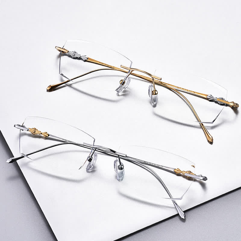 Spykay™ EG26918 Unsiex Retro Rectangle Titanium Frame Anti-blue Light Rimless Glasses - image 3