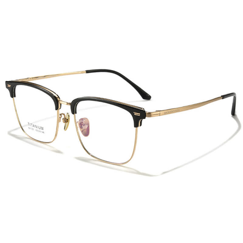 Spykay™ EG26919 Unsiex Retro Square Frame Anti-blue Light Browline Glasses - Black/Golden - image 1