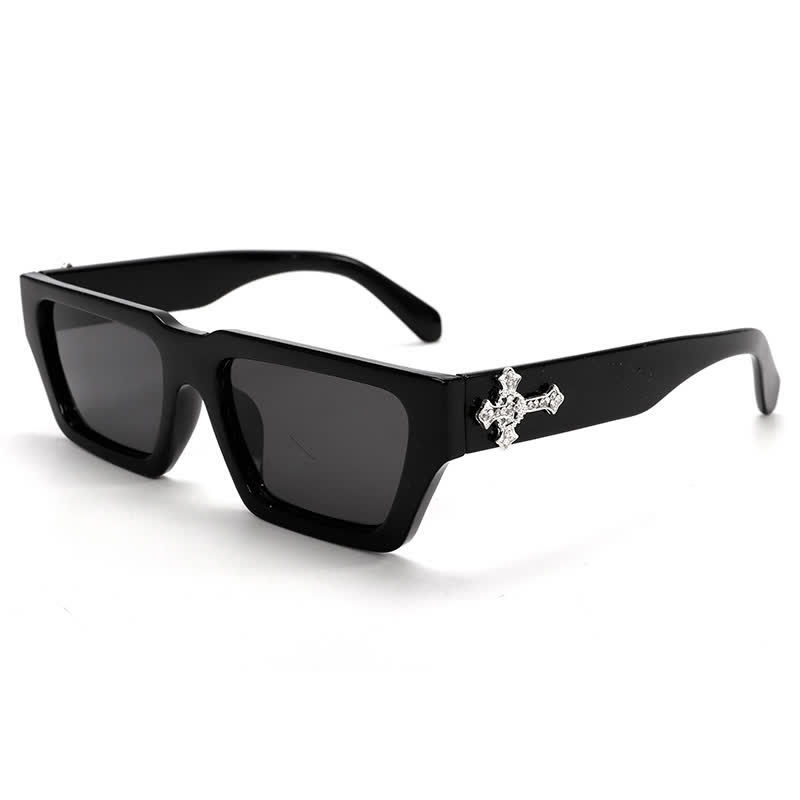 Spykay™ SG61019 Unsiex Rhinestone Cross Decor Square Frame Sunglasses - Black - image 8