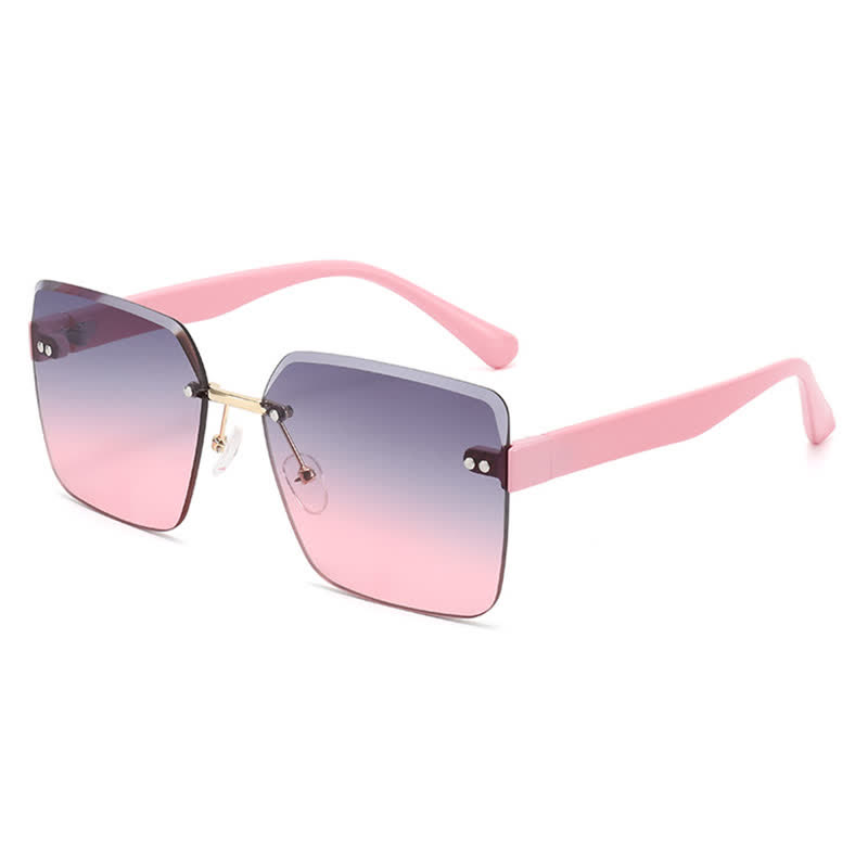 Spykay™ SG61018 Oversized Square Frame Hipster Rimless Sunglasses - Grey/Pink - image 5