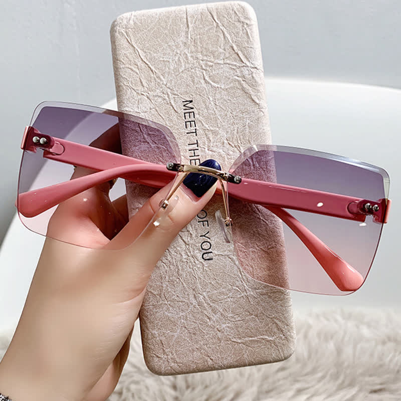 Spykay™ SG61018 Oversized Square Frame Hipster Rimless Sunglasses - image 2