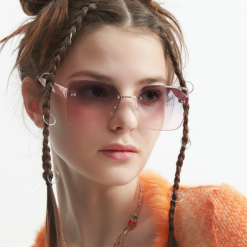 Spykay™ SG61018 Oversized Square Frame Hipster Rimless Sunglasses - image 1