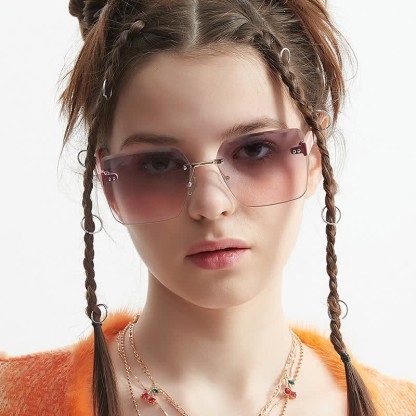 Spykay™ SG61018 Oversized Square Frame Hipster Rimless Sunglasses - image 4