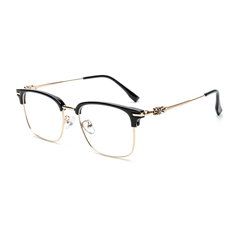 Spykay™ EG26924 Retro Gothic Cross Unisex Square Frame Anti-blue Light Browline Glasses - Black/Silver - image 7