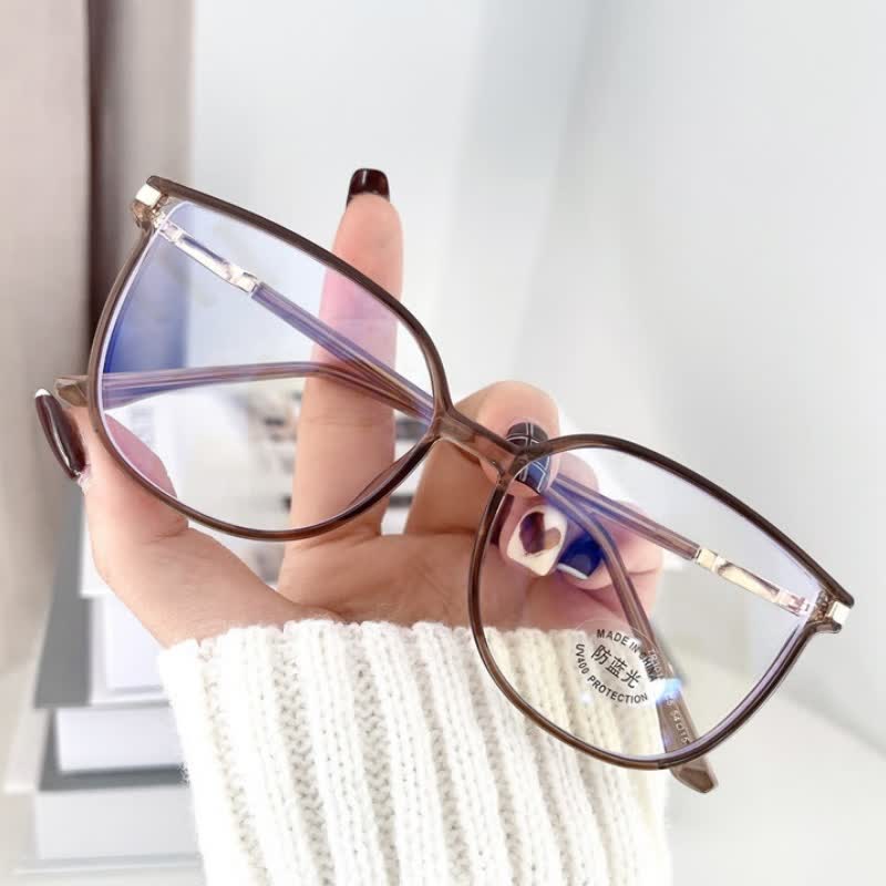 Spykay™ EG1013 Women's TR90 Oval Frame Fashion Minimalist Blue Light Blocking Glasses, Suitable For School - Brown - image 1
