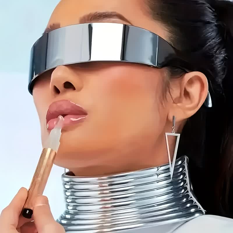 Spykay™ SG60721 Unisex Rectangle One-piece Frames Y2K Cyberpunk Sunglasses - image 4