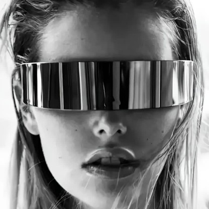 Spykay™ SG60721 Unisex Rectangle One-piece Frames Y2K Cyberpunk Sunglasses - Silver - image 1