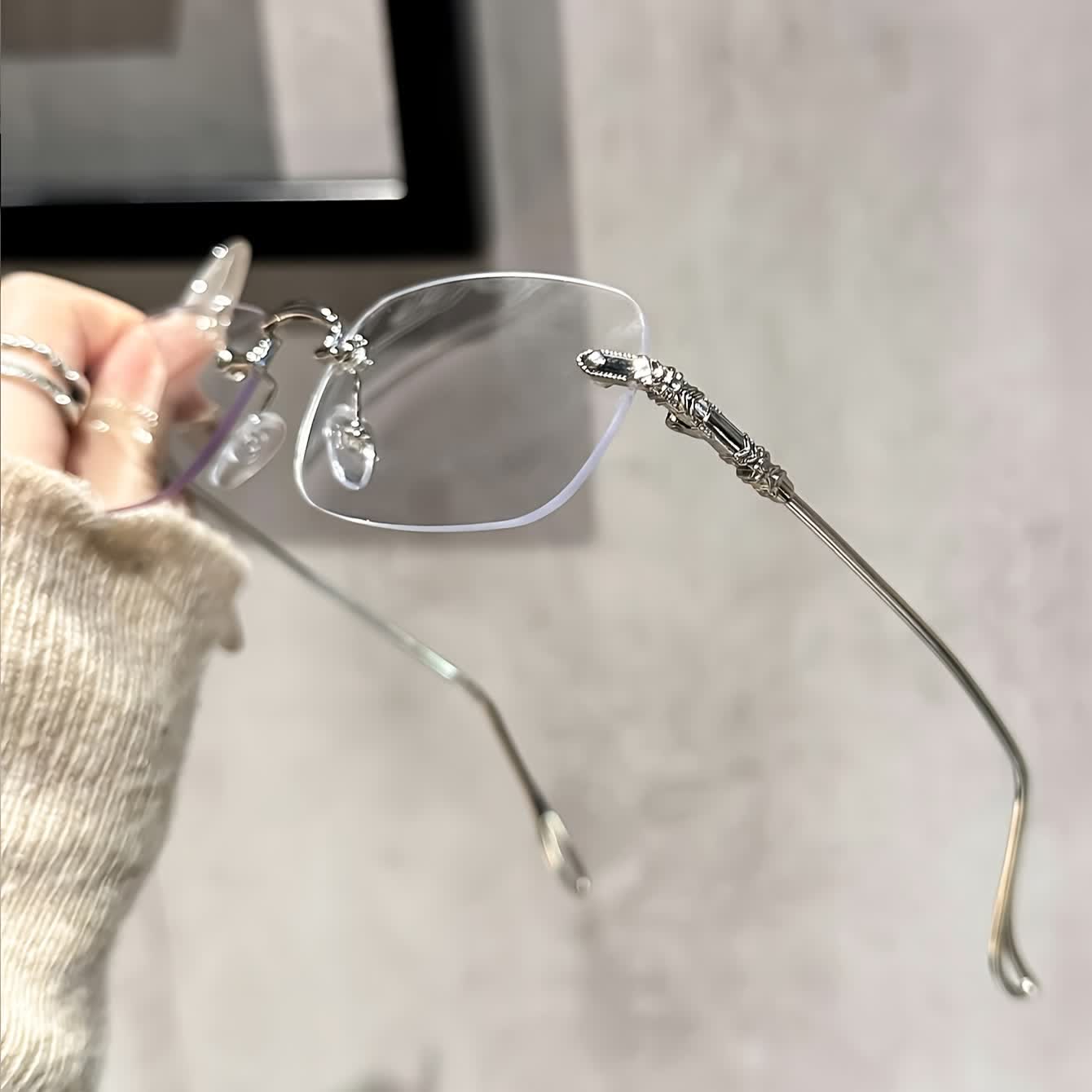 Spykay™ EG26748 Unisex Rimless Metal Frame Simple Anti-blue Light Glasses - image 6