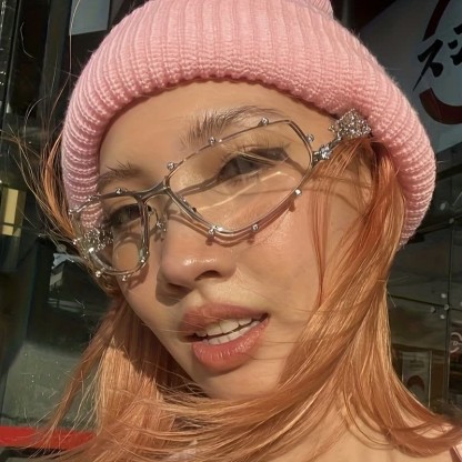 Spykay™ EG26751 Rhinestone Decor Geometric Frame Hipster Y2K Glasses - image 11