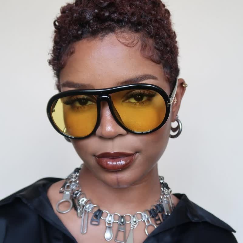 Spykay™ SG60759 'T' Design Hipster Aviator Sunglasses - Black/Yellow - image 15