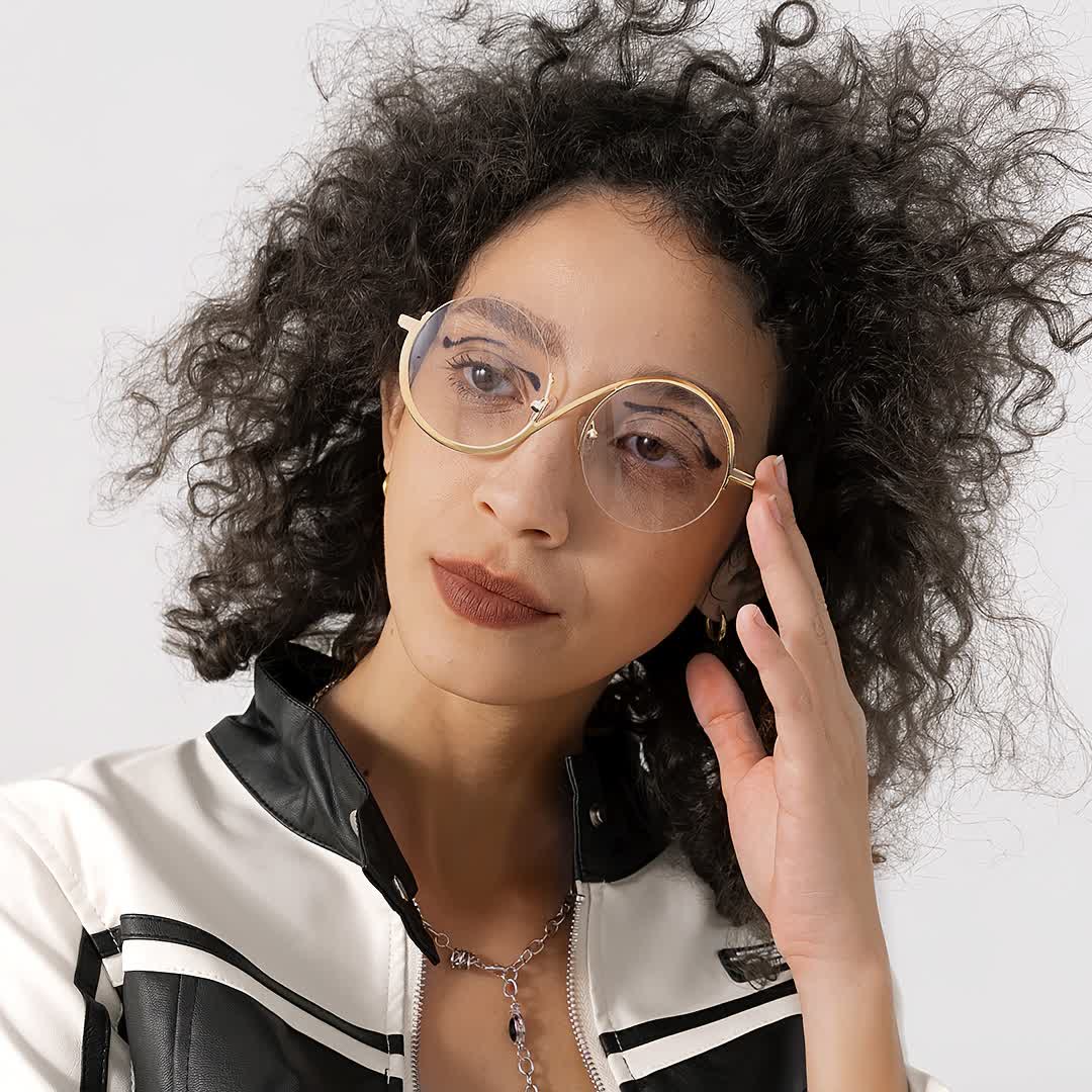 Spykay™ EG26662 "S" Design Metal Semi-Rimless Round Frame Unique Retro-Vintage Glasses - image 7