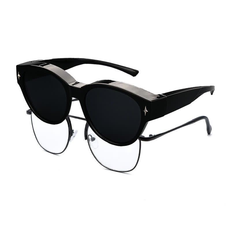 Spykay™ SG61035 Fit Over Glasses Cat-Eye Star Decor Polarized Sunglasses - Black - image 1