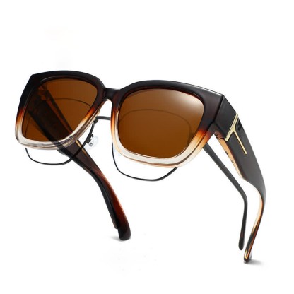 Spykay™ SG61037 Fit Over Glasses Square Frame Polarized Sunglasses - Brown - image 1