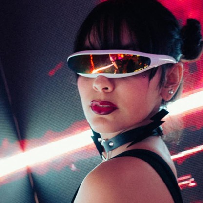 Spykay™ SG61011 One-piece Color Mirror Lens Monolens Cyclops Robotic Futuristic Narrow Y2K Punk Sunglasses - White/Yellow - image 17