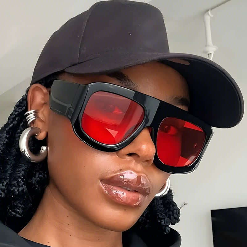 Spykay™ SG60675 Oversized Square Frame Hipster Sunglasses - Black/Red - image 1