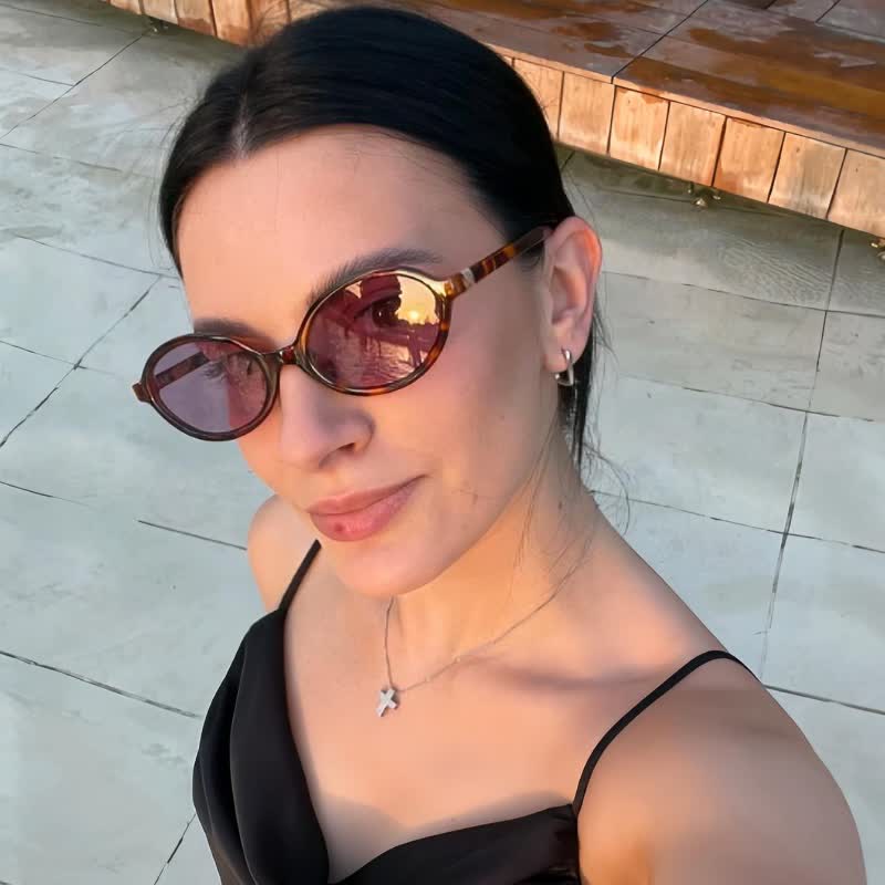 Spykay™ SG26663  Vintage Oval Frame Sunglasses - Leopard Print/Purple - image 7