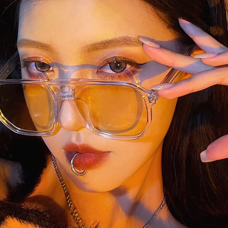 Spykay™ SG60735 Vintage Double Bridges Tinted Aviator Sunglasses - Clear/Yellow - image 37