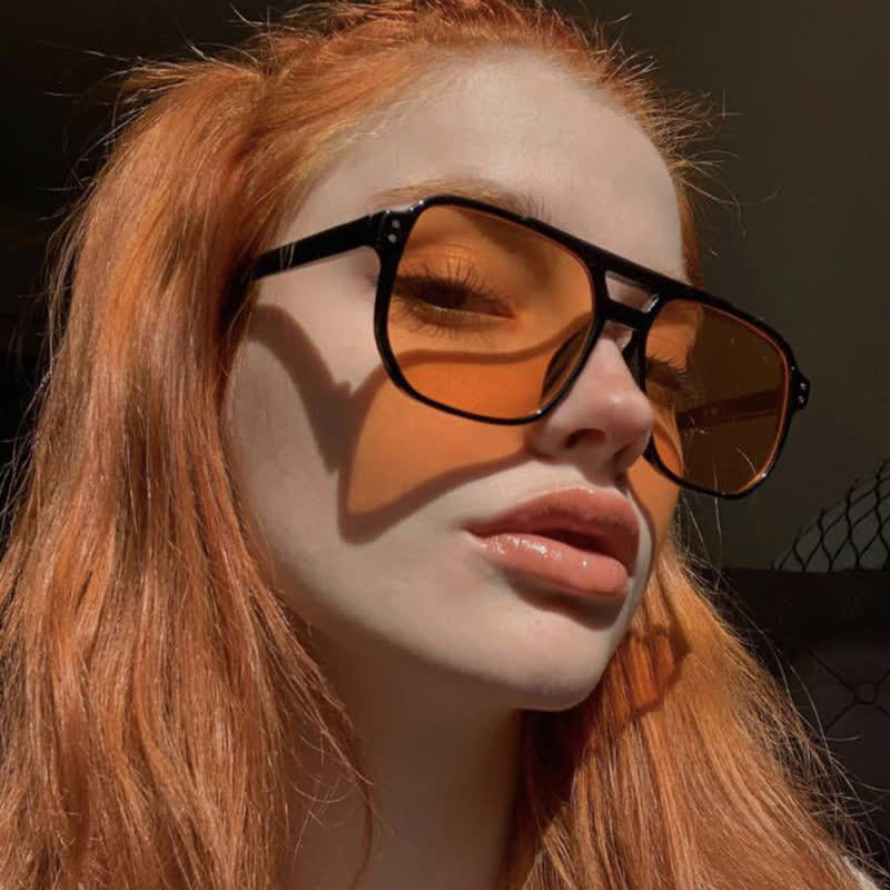 Spykay™ SG60735 Vintage Double Bridges Tinted Aviator Sunglasses - Black/Orange - image 34