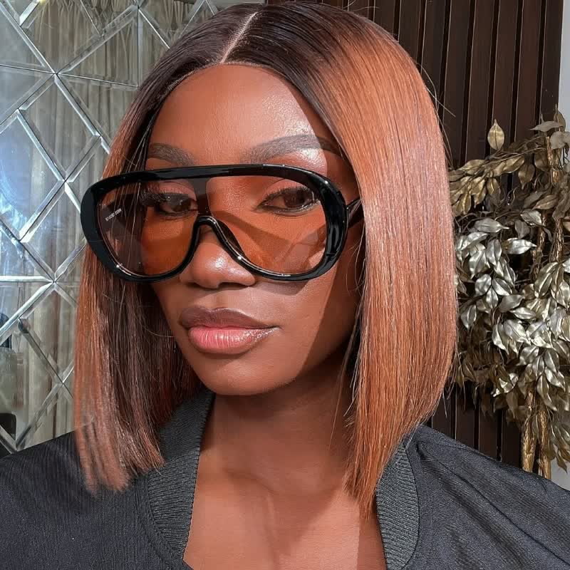 Spykay™ SG61001 Unisex Oversized One-piece Frame Aviator Sunglasses  - Black/Orange - image 19