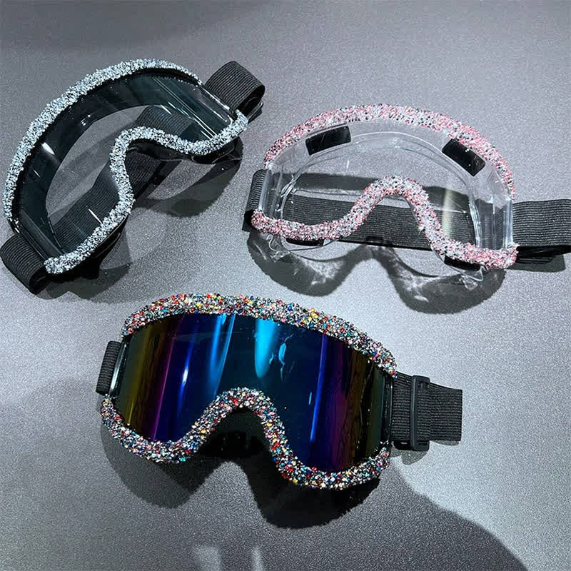 Spykay™ SG61047 Full Rhinestone Decor Unisex Windproof Motorcycle Goggle, Ski Goggles For Outdoor Activities - image 4