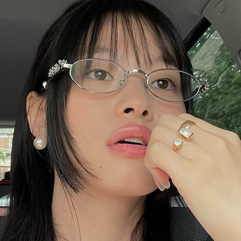 Spykay™ EG26671 Anti-blue Light Oval Frames Rhinestone-Embellished Eyeglasses - image 5