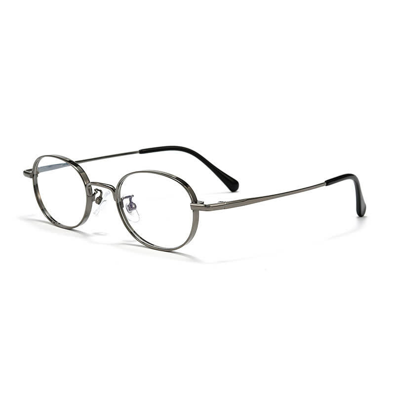 Spykay™ EG26933 Titanium Oval Frame Retro Anti-blue Light Glasses - Grey - image 2