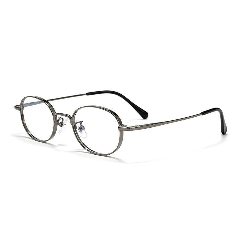 Spykay™ EG26933 Titanium Oval Frame Retro Anti-blue Light Glasses - Grey - image 2
