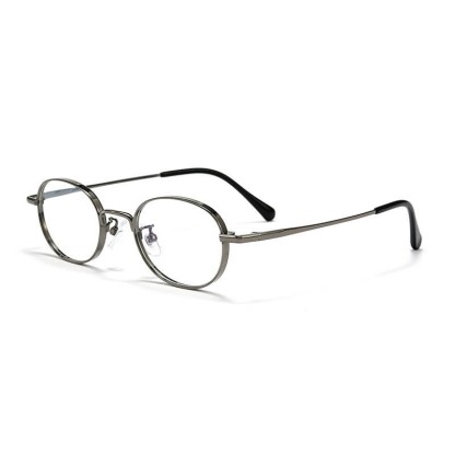 Spykay™ EG26933 Titanium Oval Frame Retro Anti-blue Light Glasses - Grey - image 2
